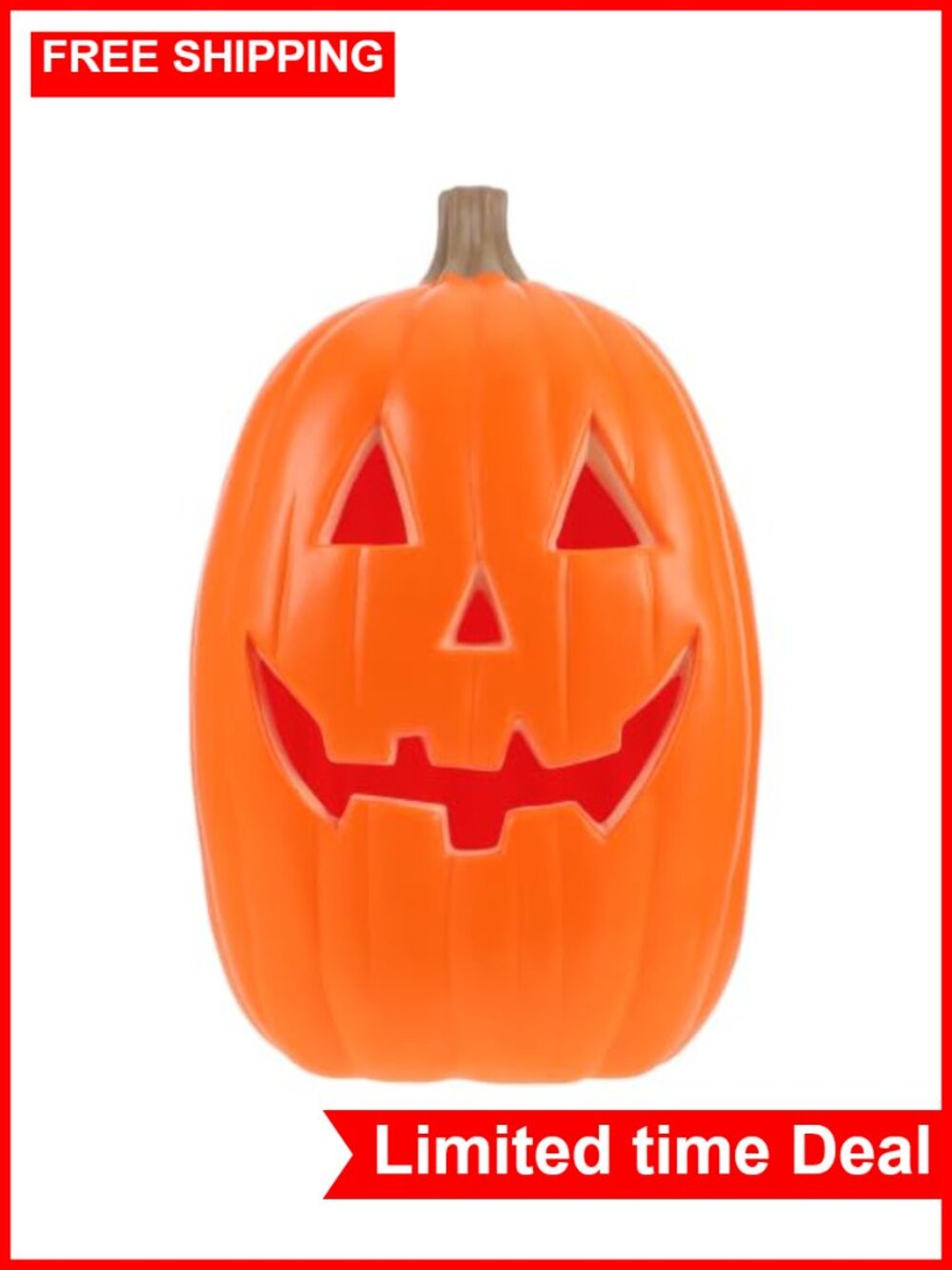 16 inch Lighted Halloween Pumpkin Statue Plastic Indoor Outdoor Decor